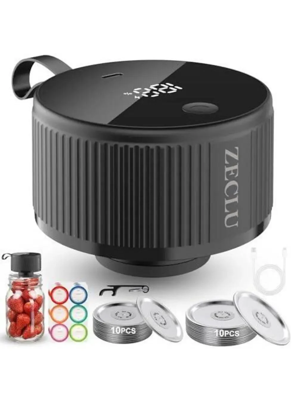 Electric Mason Jar Vacuum Sealer Kit, Cordless Auto-Seal for Wide & Regular Jars